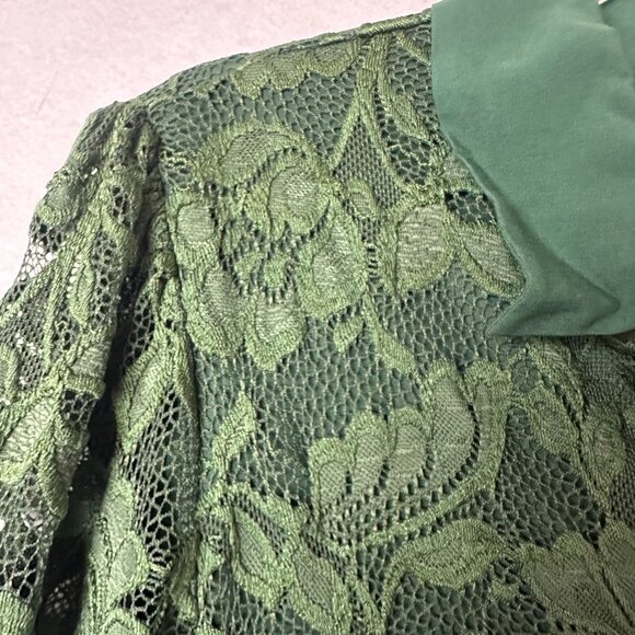 LES SEREIN blouse top sz L button up green lace collared fairy grunge whimsigoth - Picture 3 of 6